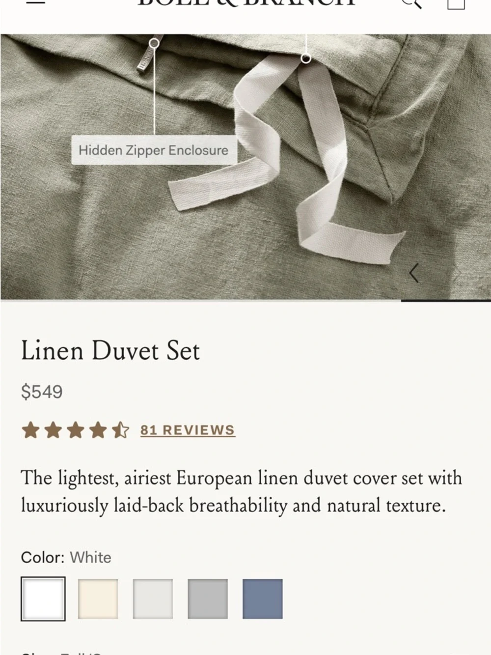Boll & Branch Linen Duvet Set Full Queen NWOT 100% Linen Luxury Bedding